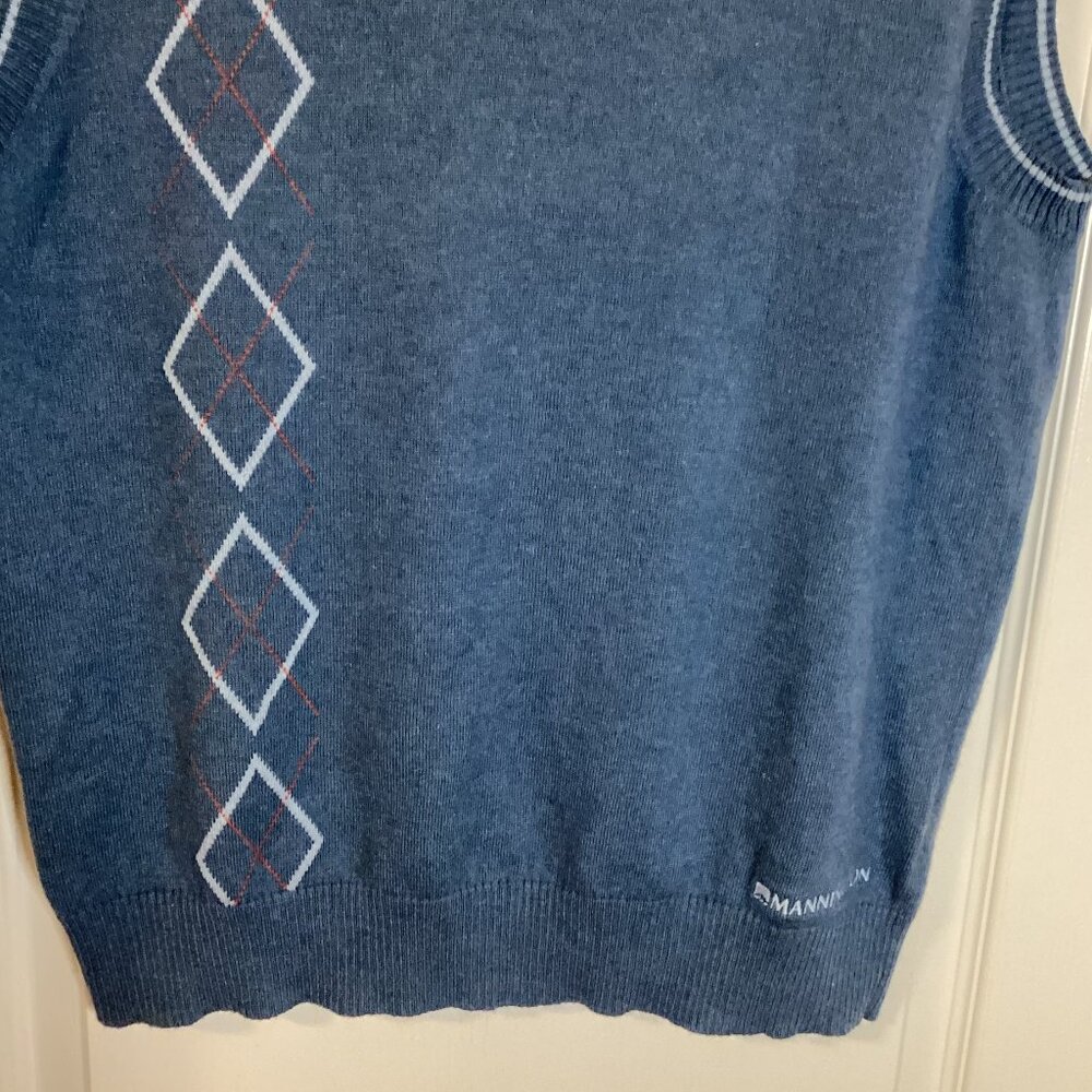 AUR Men's Golf Sleeveless Pull-Over Knit Vest Size M Grandad Style V Neck - Picture 3 of 8